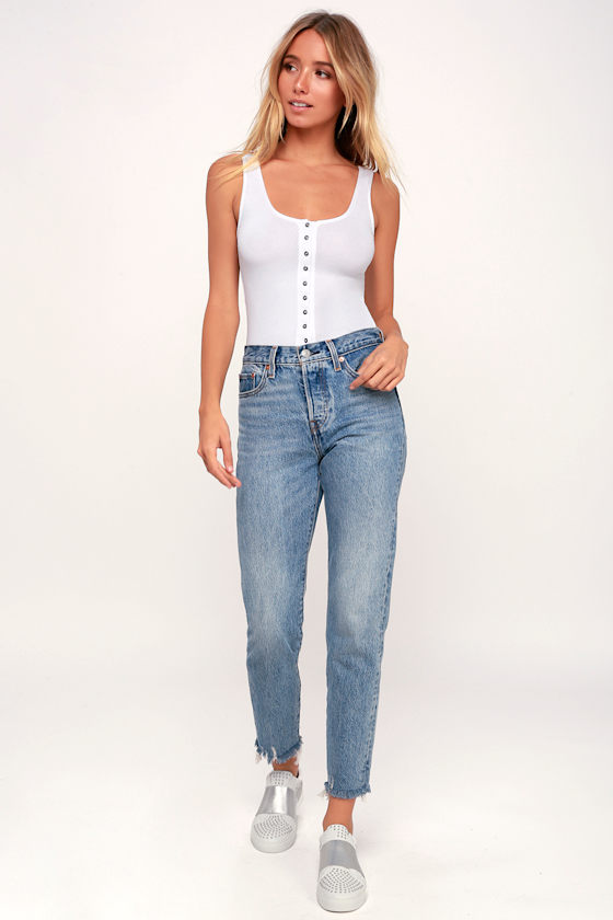 white button up tank crop top