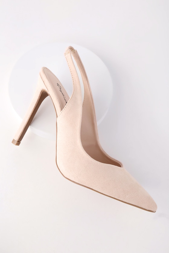 sling back nude heel