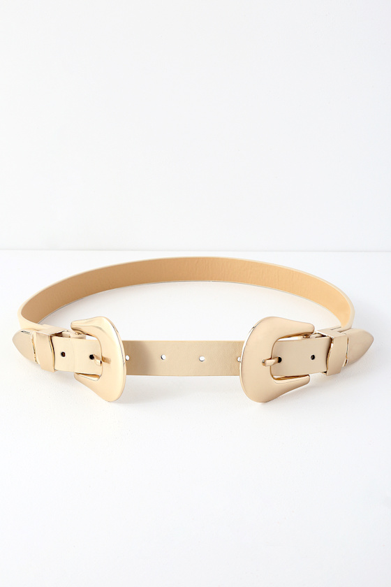 Cute Beige Belt - Double Buckle Belt - Western Belt - Trendy