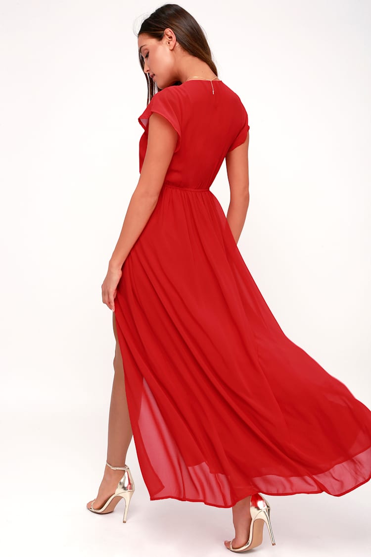 red lulus dress Sexy Red Maxi Dress - One-Shoulder Dress - Sultry Maxi Gown
