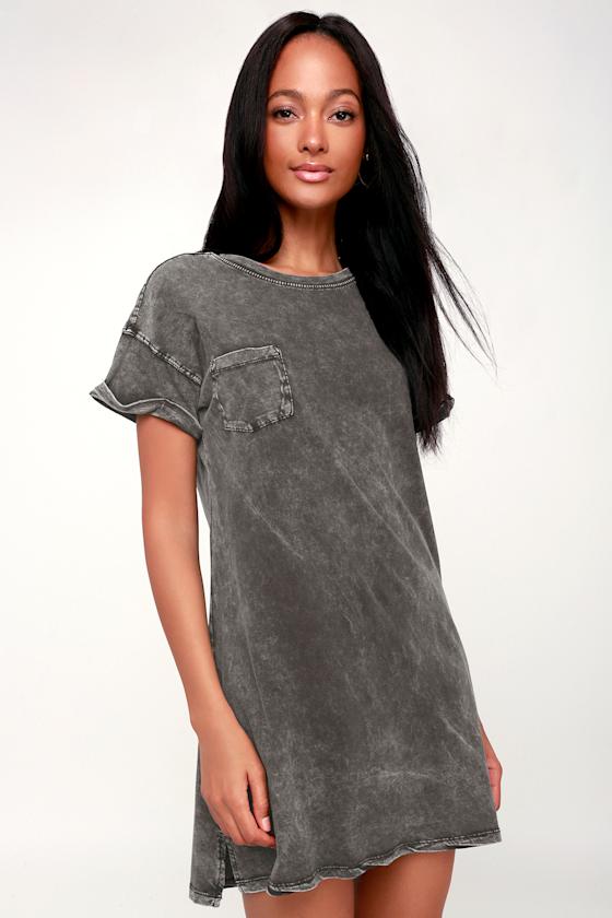 Gemmy Washed Black T-Shirt Dress 6