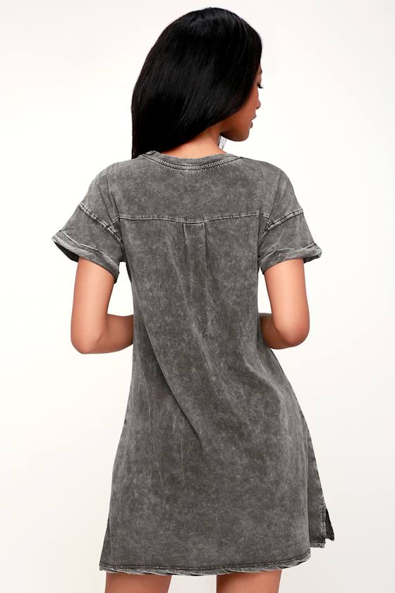 Z Supply TShirt Dress Washed Black TShirt Dress Shirt Dress Lulus