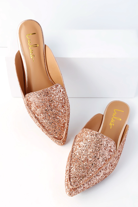 rose gold slip on flats