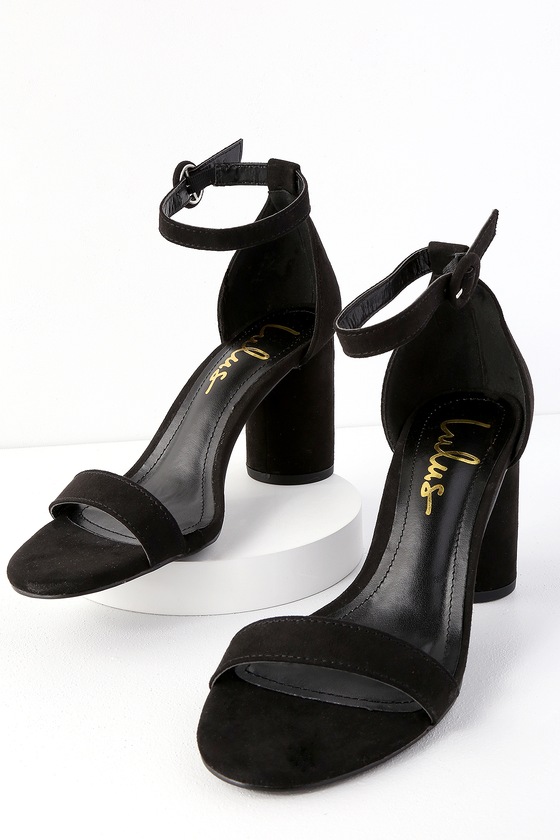 Stylish Black Heels - Vegan Suede Heels - Single Sole Heels - Lulus