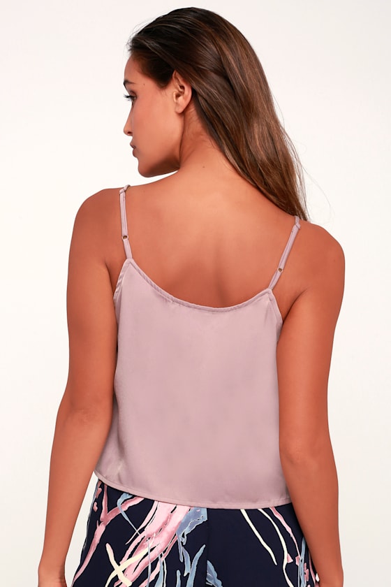 Cute Mauve Top Satin ButtonUp Top Cropped Tank Lulus