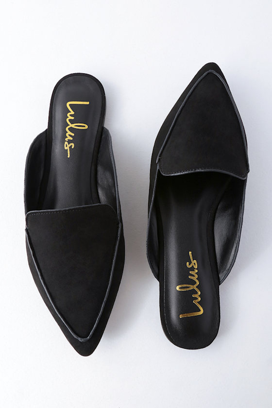 Joelle Black Suede Loafer Slides 2