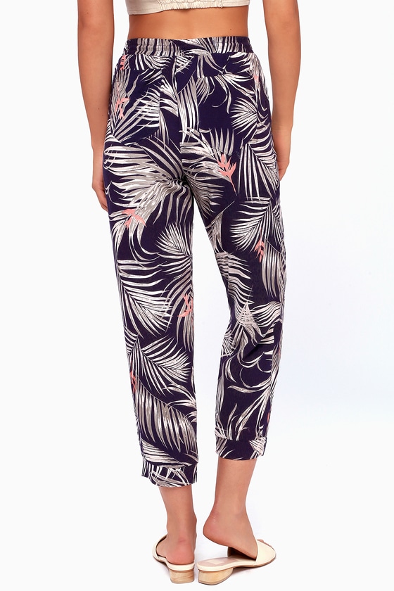 leaf print pants