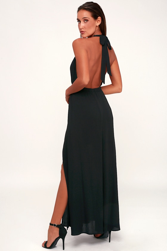Finest Hour Black Halter Maxi Dress 2