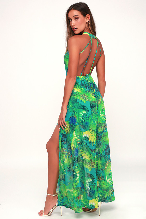 tropical green dress