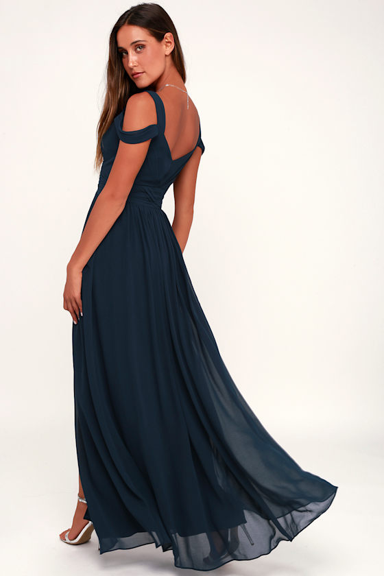Navy Blue Maxi Dress Cocktail Dress Bridesmaid Dress