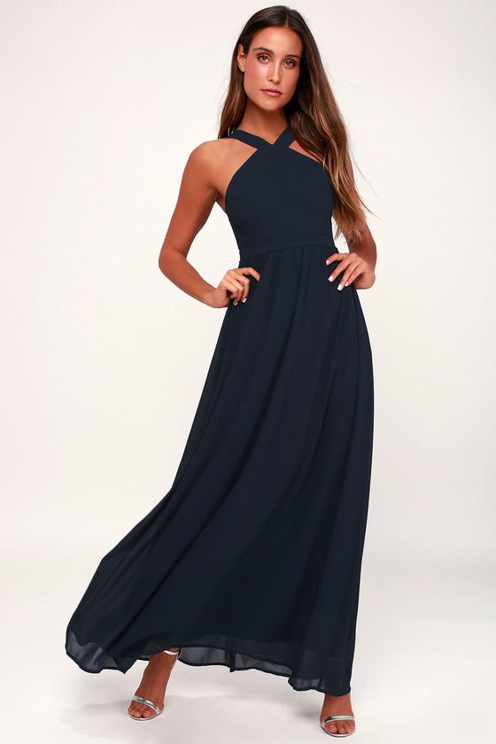 Beautiful Navy Blue Dress - Maxi Dress - Homecoming Dress - Lulus