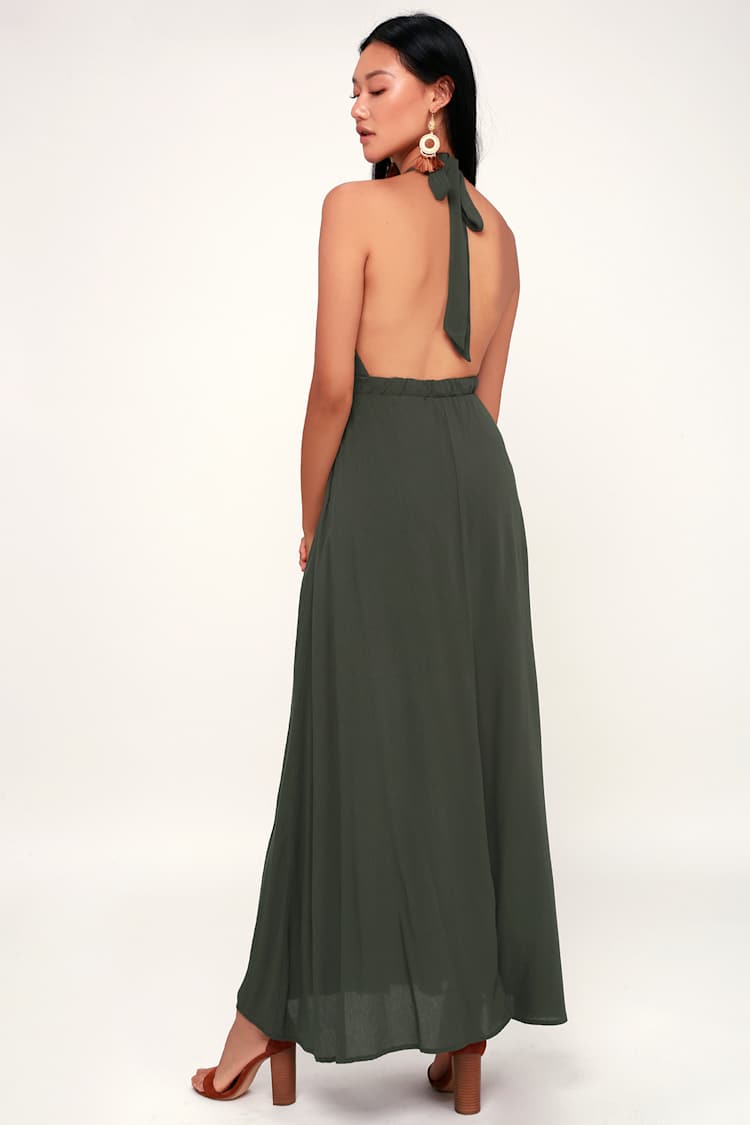 lulus green halter dress Green Satin Dress - Halter Maxi Dress - Backless Maxi Dress
