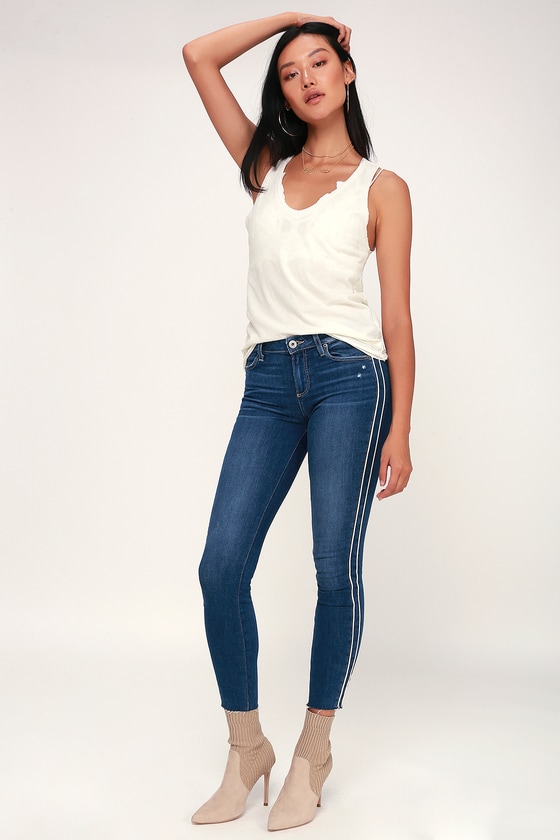 skinny jeans side stripe