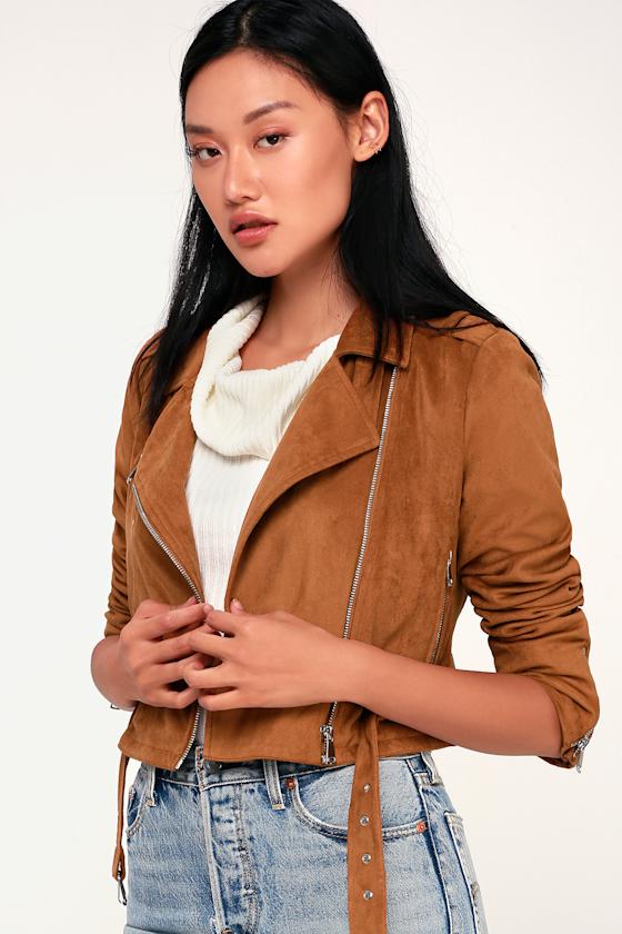 Cruising Downtown Tan Suede Moto Jacket 3