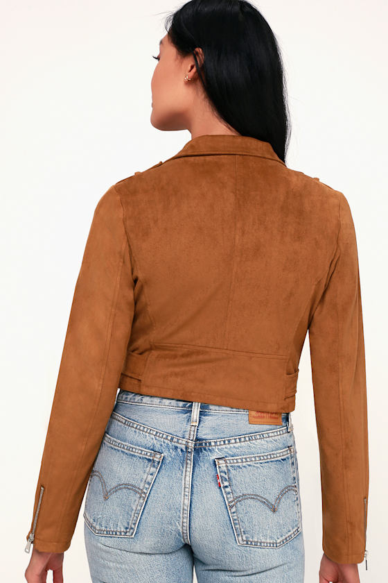 Cruising Downtown Tan Suede Moto Jacket 5