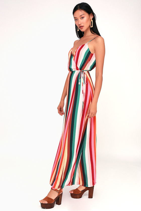 Amrita Multi Striped Wrap Maxi Dress 2