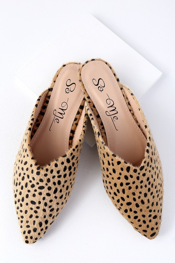 cheetah slip on mules