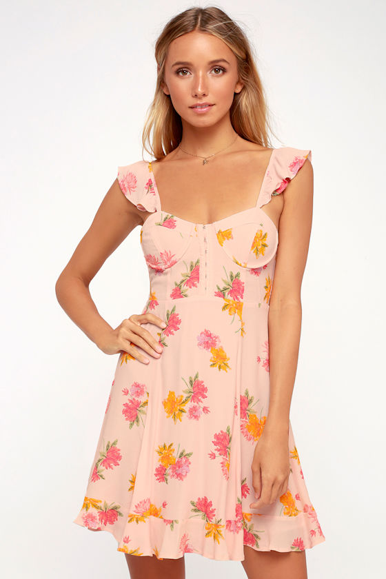 Brianne Pink Floral Print Bustier Mini Dress 7