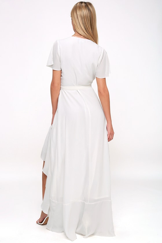 white wrap dress maxi