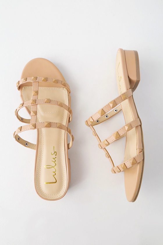 Mckenzie Nude Studded Slide Sandals 2