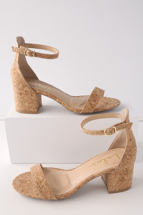 Cute Cork Heels - Ankle Strap Heels 