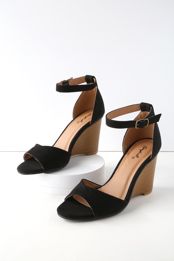 black backless wedges
