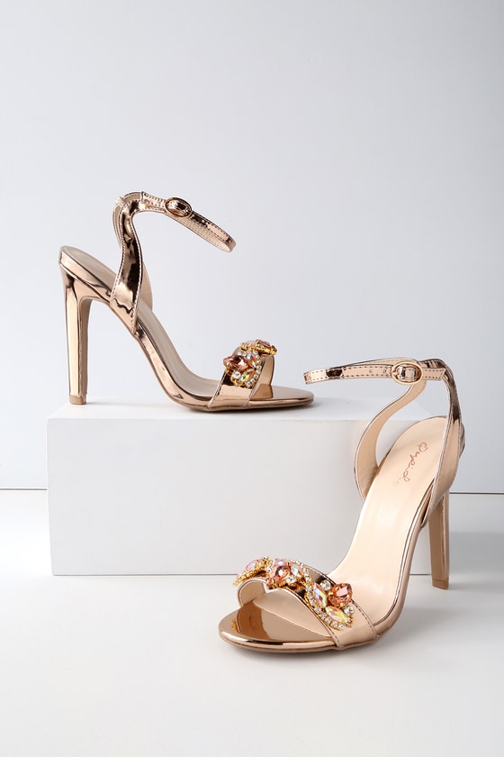 rhinestone rose gold heels