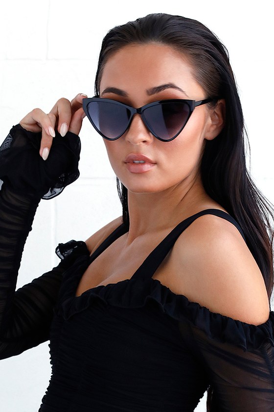 Kalena Black Cat-Eye Sunglasses