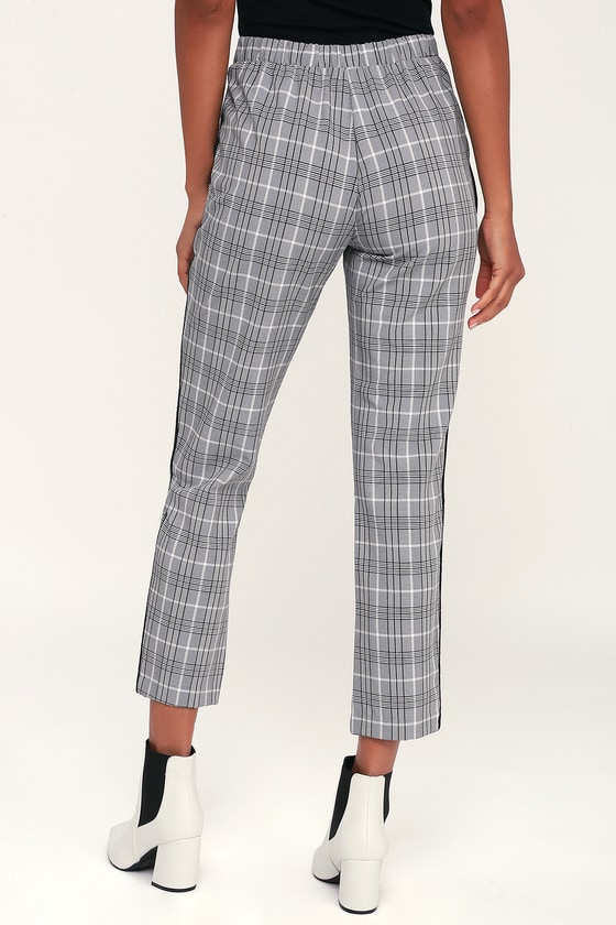 plaid side stripe pants