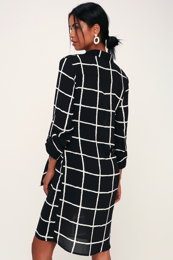 Black and white cheap grid dress