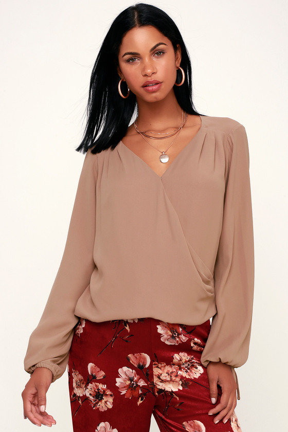 Chic Mauve Top - Long Sleeve Top - Long Sleeve Surplice Top - Lulus