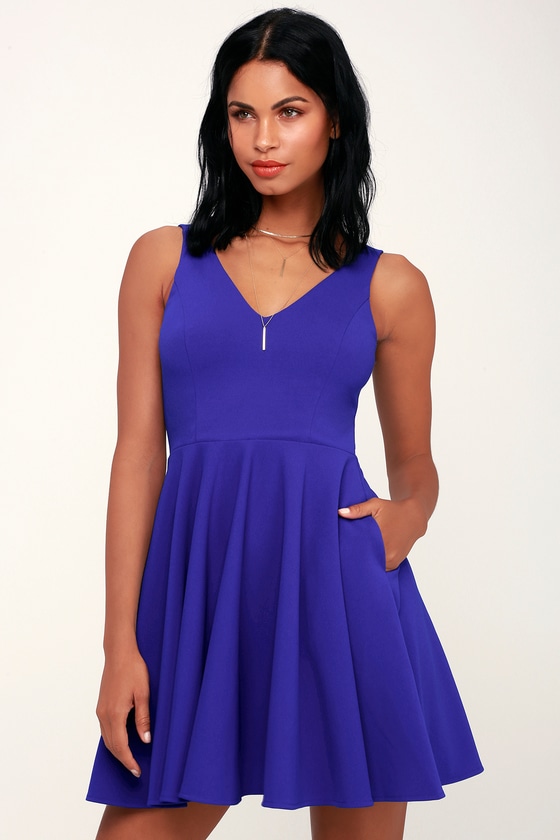 Cute Royal Blue Dress - Party Dress - Royal Blue Skater Dress - Lulus