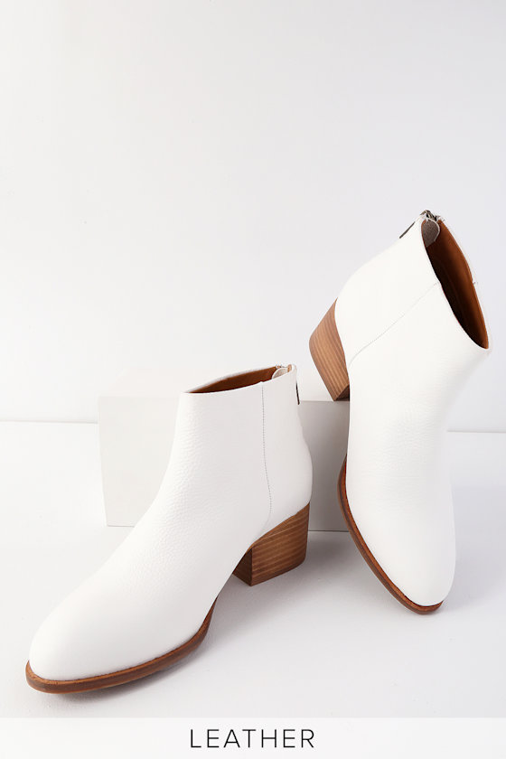 Floodplain White Leather Ankle Booties 2