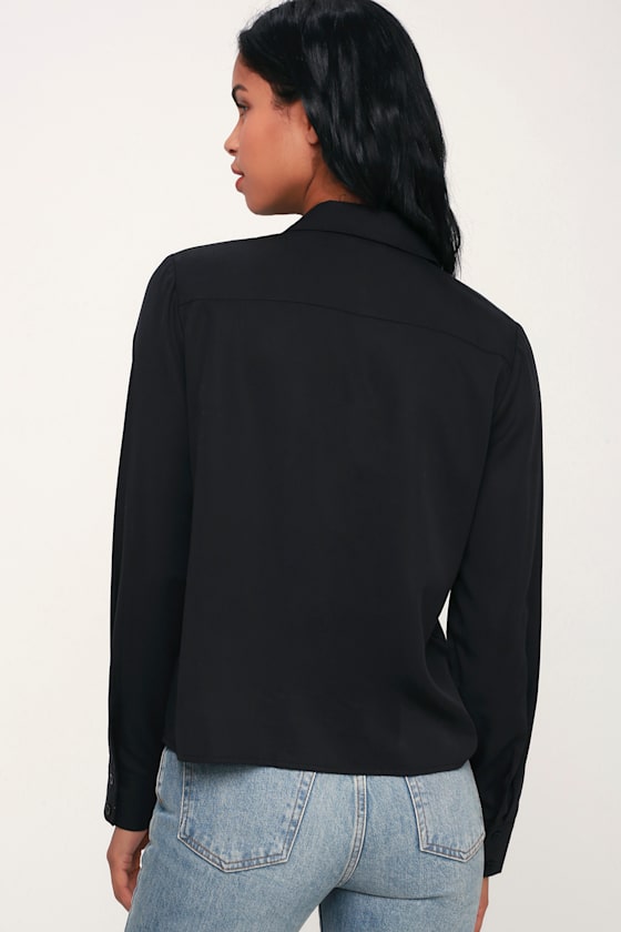 Lucille Black Long Sleeve Button-Up Top 1