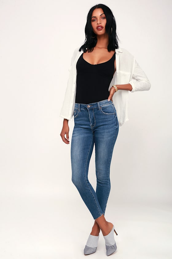 Aline Medium Wash High Rise Skinny Jeans 1