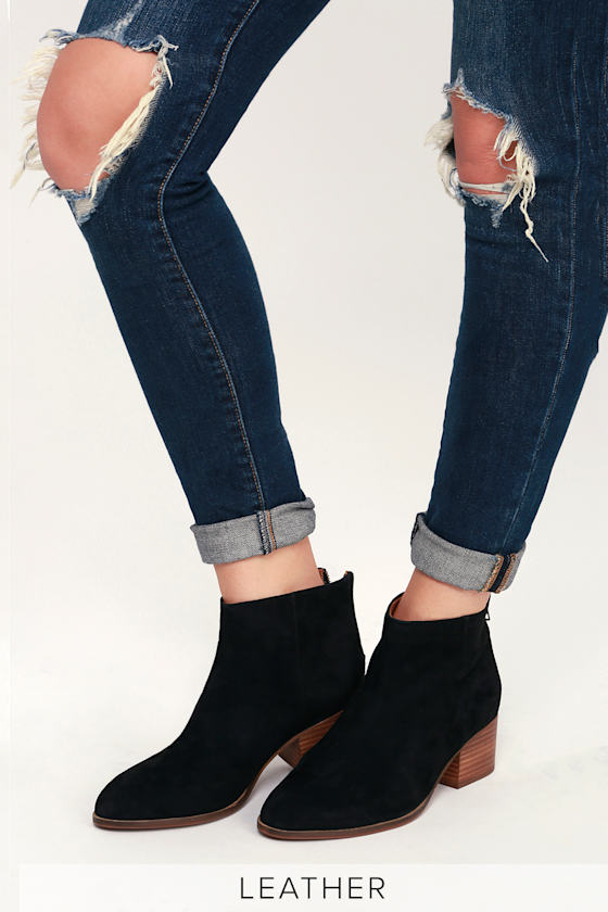 Floodplain Black Suede Leather Ankle Booties 5