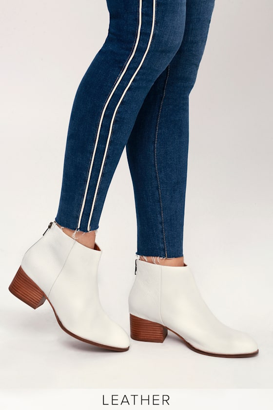 Floodplain White Leather Ankle Booties 1
