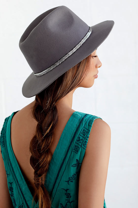 Cute Wool Hat Felt Hat Grey Hat Beaded Hat Lulus