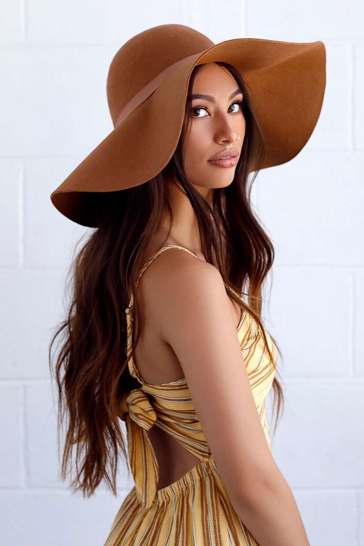 Chic Taupe Hat - Floppy Hat - Wide Brimmed Hat - Fedora Hat  display picture 1