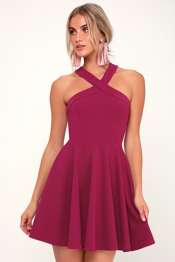 magenta skater dress