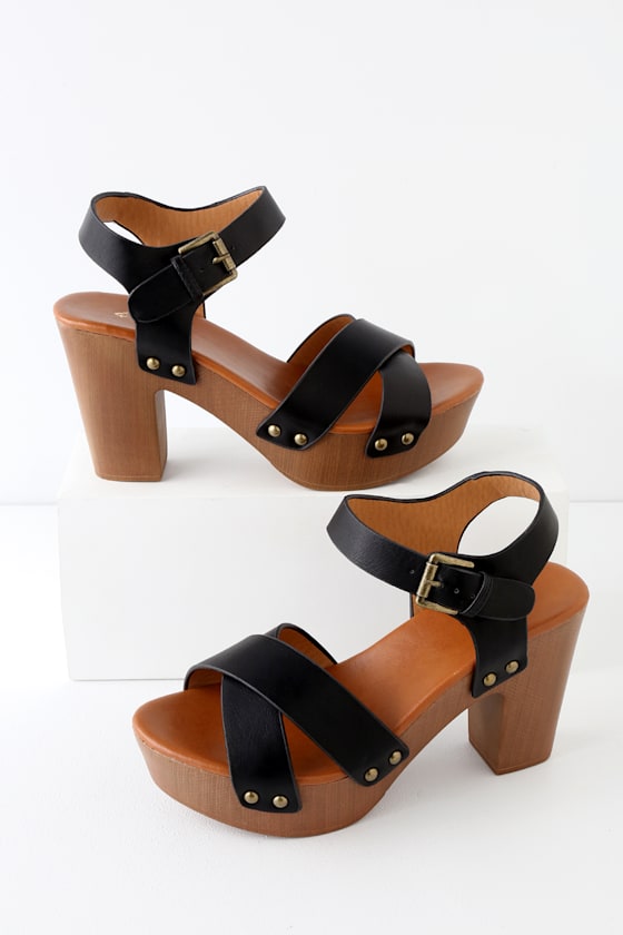 Yalla Black Platform Sandals 3