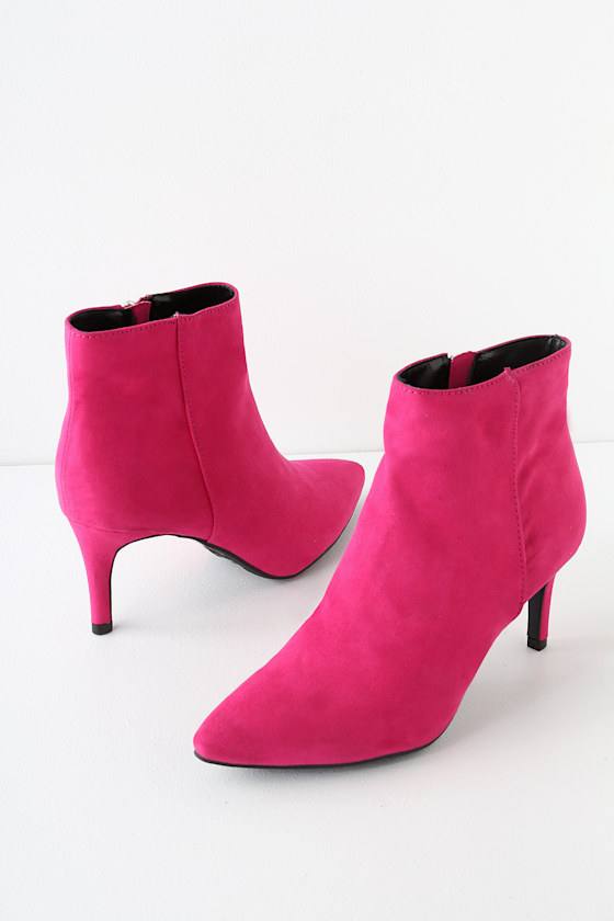 Cher Fuchsia Suede Ankle Booties 1