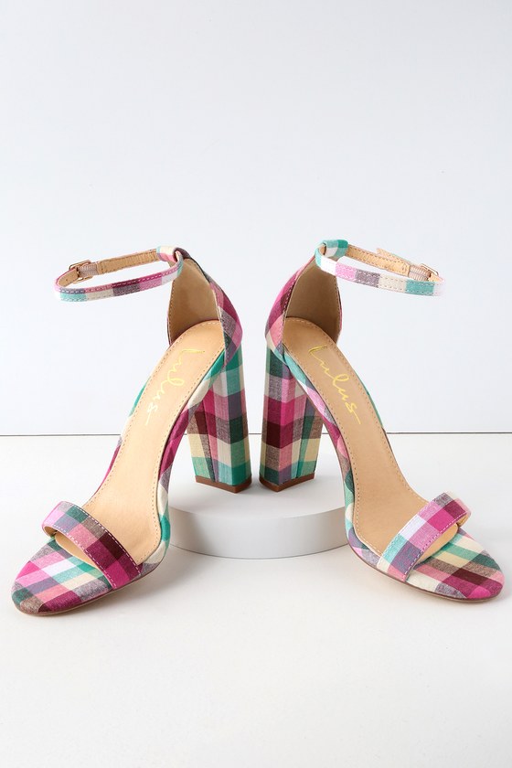plaid womens heels