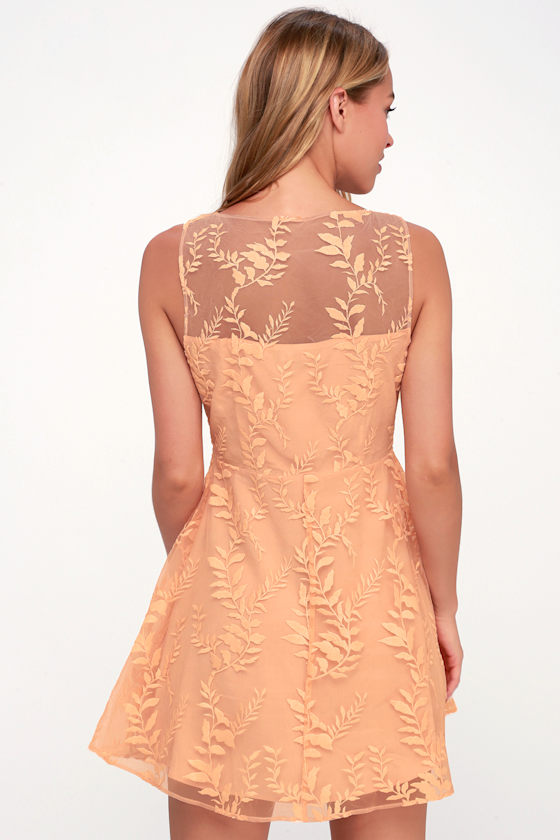 Sophisticate Twirl Skater Dress (Peach Blossom)