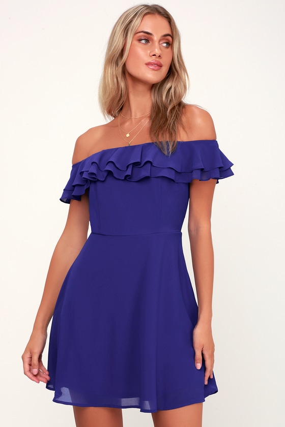 Lulus blue off the shoulder dress hotsell
