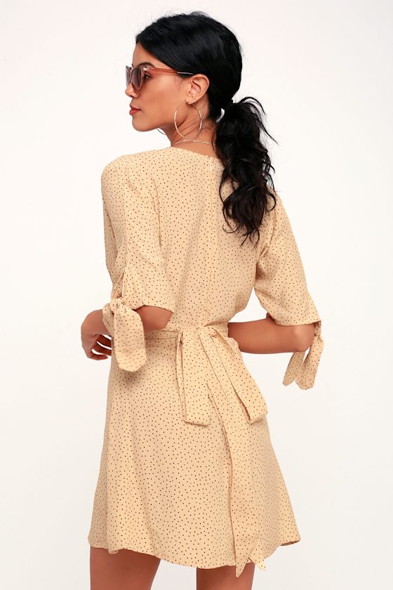Birgit Beige Polka Dot Mini Dress 5