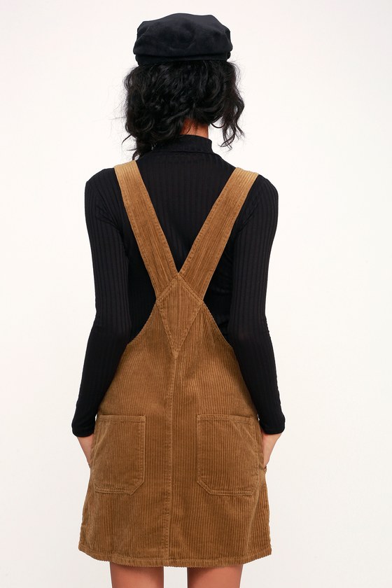 tan pinafore dress