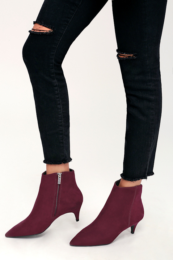 Paola Wine Suede Pointed Toe Ankle Booties 2