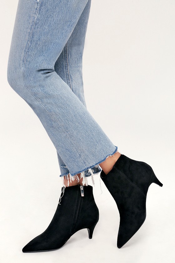 black suede pointed booties