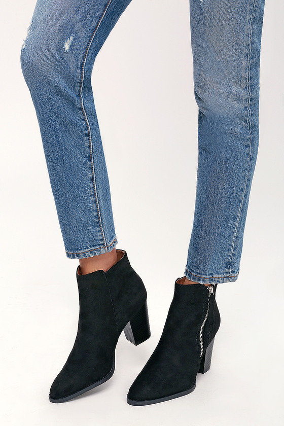 black suede booties outfit